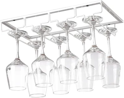 Imagen del producto de Soporte para vasos de metal, con 4 filas, color blanco, para cocina y bar
