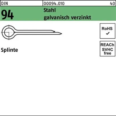 Produktbild von Splinte DIN 94 2 x 14 Stahl galvanisch verzinkt