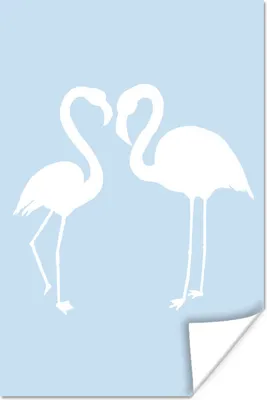 Produktbild von MuchoWow® Poster Weiß - Flamingo - Scherenschnitt 20x30 cm - Papierdruck