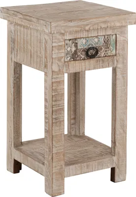 Produktbild von Beistelltisch >Singrauli< in ANTIQUE weiß aus Mangoholz - 35x75x35cm (BxHxT)