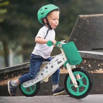 Produktbild von Grüne Holz Kinderfahrrad ab 2 Jahren - Verstellbares Sattel, kinderfreundliche EVA Räder, inklusive Tasche und Klingel