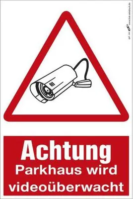 Produktbild von Hinweisschild - Achtung - Parkhaus wird videoüberwacht - Gr. ca. 20 x 30 cm - 308816/1