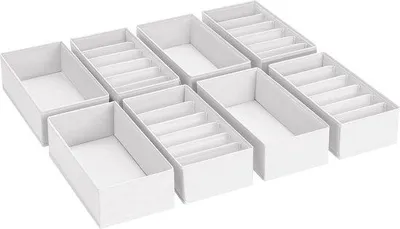 Obrázek produktu pro Sada bílých organizérů do zásuvek, 30 x 15 x 9 cm, 8 kusů, na dětské oblečení