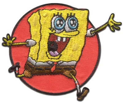 Obrázek produktu pro Comercial Mercera SpongeBob SquarePants © červená vyšívaná - nášivka, nažehlovací nášivka, nášivka, nášivky, k nažehlení, velikost: 6,4 x 7,6 cm