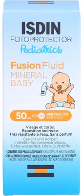 Produktbild von ISDIN Pediatrics Fusion Fluid Mineral Baby LSF 50 mineralische Sonnencreme für Kinder und Babys, 50 ml Creme