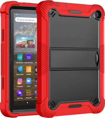 Produktbild von Schutzhülle für Fire HD 8 / Fire HD 8 Plus 2024/2022/2020 Robust Hybrid Tablet Hülle mit Ständer Rot