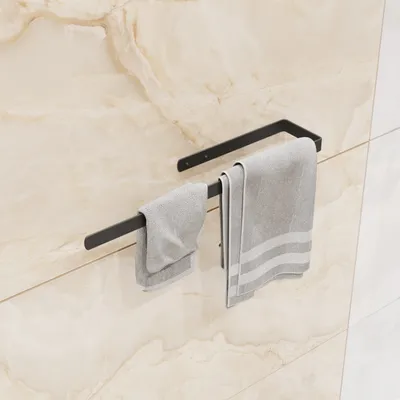 Zdjęcie produktu dla QLS wieszak na ręczniki 60 cm do łazienki kuchni stal czarny 11112