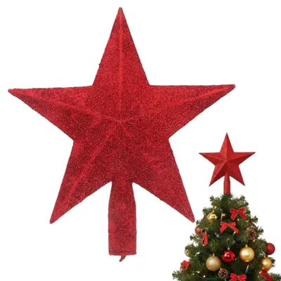 Immagine prodotto di Punta per albero di Natale, colore rosso, 20 cm, in plastica, a forma di stella