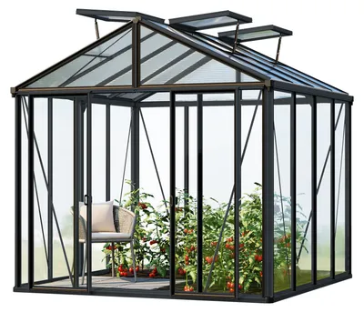 Produktbild von GFP Gewächshaus Hera 4 Glasgewächshaus 263x263 cm | Aluminium-Rahmen Farbe Anthrazit