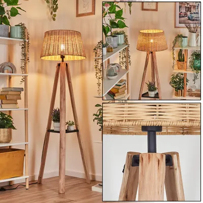 Produktbild von Dello Stehlampe aus Holz/Metall/Rattan in Naturfarben/Schwarz