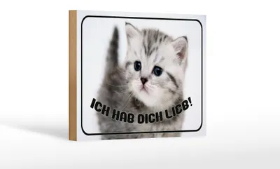Produktbild von Holzschild Katze 18x12cm ich hab dich lieb Geschenk