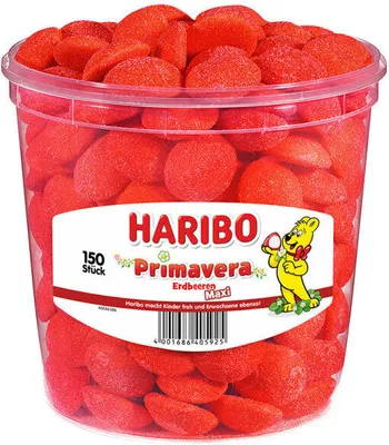 Produktbild von Haribo Primavera große rote gezuckerte schaumzucker Erdbeeren 1050g