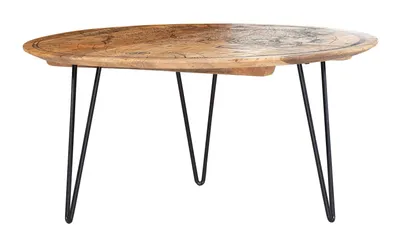 Produktbild von Couchtisch - Braun - Schwarz - Mangoholz massiv gebeizt - Metallgestell - 90 x 44 cm