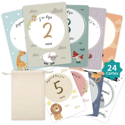 Immagine prodotto di Set di 24 Carte Fotografica Personali per il Primo Anno del Tuo Bambino