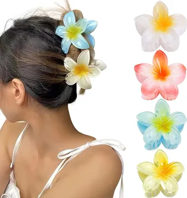 Produktbild von INF Haarspangen mit Blumen im 4er-Pack Weiß/Orange/Gelb/Blau