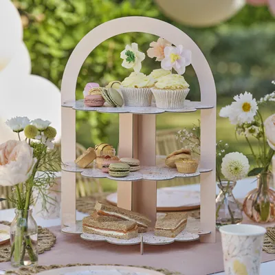 3-stöckiger Afternoon Tea Stand, Pastell, 31x42 cm