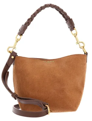 Produktbild von Ted Baker Leder Handtasche Umhängetasche Seleeni Weave Handle Suede Small Bucket bag Tan hellbraun