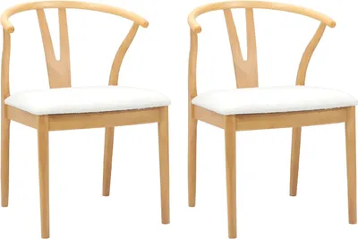Image de vidaXL Chaise de salle à manger 2 pcs Naturel et clair Bois massif de caoutchouc
