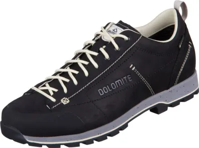 A single black hiking shoe is shown against a white background.