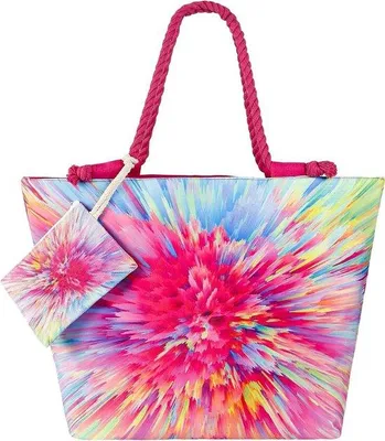 Productafbeelding van Grote schoudertas voor dames - lichte strandtas met ritssluiting - grote boodschappentas voor meisjes strandtas met ritssluiting xl