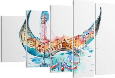 Produktbild von Bild auf Leinwand - Leinwandbild - Gondel Gondoliere illustration Kultur - 150x100cm - Wand Bild - Wanddeko - Leinwanddruck - Bilder - Kunstdruck - Leinwand bilder - Wandkunst - EG150x100-3039