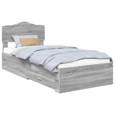 Immagine prodotto di vidaXL Giroletto con testiera grigio Sonoma 90 x 190 cm Materiale a base di legno