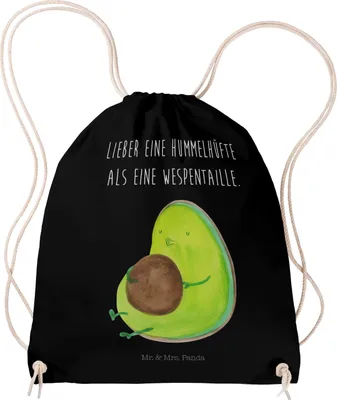 Produktbild von Mr. & Mrs. Panda Beutel Avocado Pfeifen - Schwarz - Geschenk, Abnehmen, wander rucksack, Schwanger, Diät, Sportbeutel, Turnbeutel, Kleiner, Jutebeutel, Ernährung