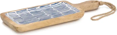 Produktbild von ZELLER 25690 Servierbrett BLAU aus Mangoholz, ca. 38 x 15,2 x 2,5 cm