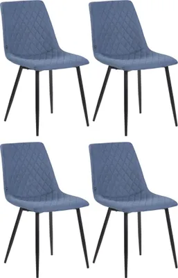 Produktbild von CLP 4er Set Esszimmerstühle mit Metallgestell blau