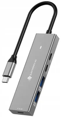 Produktbild von Hub mit 4 Anschlüssen, 4-in-1: 2x USB-C 3.1 Gen.2 + 2x USB-A 3.1 Gen.2, 10 Gbps