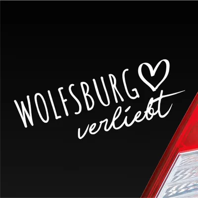 Produktbild von Auto Aufkleber Wolfsburg verliebt Herz Stadt Heimat Liebe Car 19x7 cm Weiss Glanz Sticker Heckscheibenaufkleber