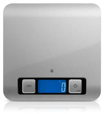 Produktbild von WMF 0608716030, Elektronische Küchenwaage, 5 kg, Edelstahl, Edelstahl, Quadratisch, fl oz, g, mi