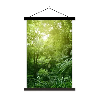 Produktbild von MuchoWow® Textilposter Dschungel - Pflanzen - Blätter - Jungen - Mädchen - Kinder 40x60 cm mit schwarzem Rahmen - Wanddekorationen