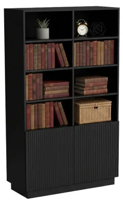 Produktbild von Dmora Bücherregal Miniato 172x40x100h cm Schwarz, ein Regal, 2 Türen