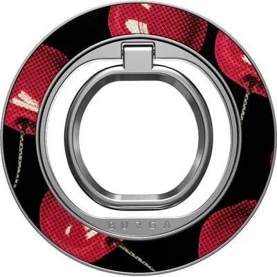 Produktbild von Finger-Magnet-Halterung / Ständer, Burga Cherrybomb, Schwarz mit Kirschmuster