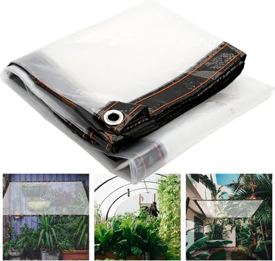 Image de TolleTour Bâche PVC transparente imperméable avec œillets, bâche résistante aux intempéries auvents résistants pliables,2 × 3M protection contre la pluie bâche pour meubles de jardin plantes serre