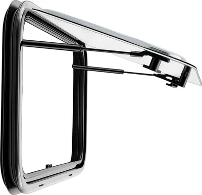 Zdjęcie produktu dla Okno boczne do kampera/przyczepy kempingowej – 70 x 40 cm – odporne na uderzenia – moskitiera – osłona przeciwsłoneczna – rama aluminiowa – akryl – białe