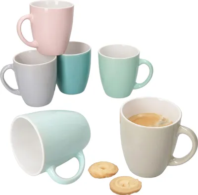 Produktbild von MAI 6er Set Mokkabecher Keramik 120 ml Pastellfarben mit Henkel Espresso