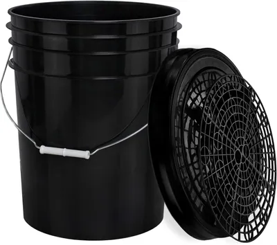 Produktbild von Benbow Set 3-tlg, Auto Wascheimer 20 Liter + Eimerdeckel + Schmutzsieb Schwarz , Autoaufbereitung, Waschanlage, Autozubehör, Autos