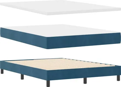 Produktbild von vidaXL Boxspringbett mit Matratze Dunkelblau 140 x 190 cm Samt
