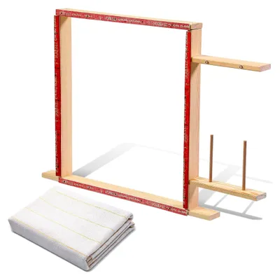 Produktbild von Holz-Tuftingrahmen mit Mönchstuch, 70 x 70 cm, Zubehör für die Teppichherstellung
