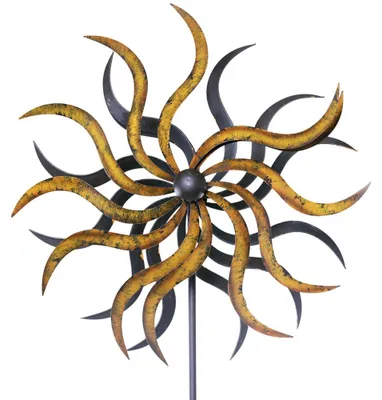 Produktbild von Windrad Gartendeko Metall Sonne gold 185 cm
