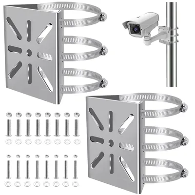 Produktbild von Halterungen für Überwachungskameras, Edelstahl, 20 cm, 2 Sets mit verstellbaren Befestigungsklemmen