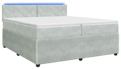 Immagine prodotto di Letto a molle con materasso grigio chiaro 200 x 200 cm in velluto