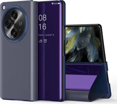 Produktbild von Hülle für OnePlus Open /Oppo Find N3 Überzug Spiegel View Klapp Schutzhülle mit Ständer Lila
