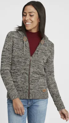 Produktbild von OXMO OXPhiladelphia Damen Strickjacke Grobstrick Cardigan mit Kapuze Reißverschluss 100% Baumwolle Regular fit