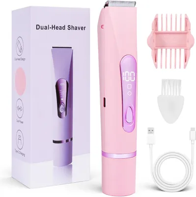 Produktbild von 2-in-1 Elektrischer Dual Head Shaver mit IPX7 Wasserdicht, USB-Aufladung, LCD-Anzeige, Bikini-Trimmer, Epilierer für Gesicht, Achseln, Arme, Beine