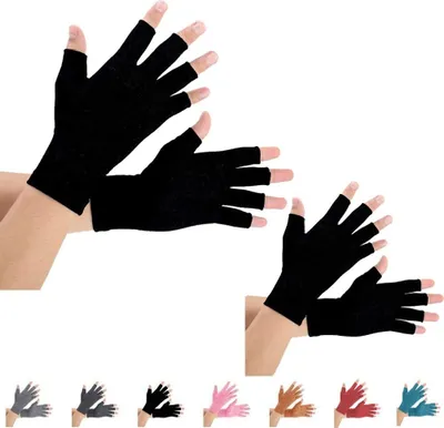 Produktbild von 2 Paare Arthritis Handschuhe, Unterstützung für Kompressionshandschuhe und Wärme für Hände, Fingergelenk, Linderung von Schmerzen bei Rheumatoiden, Arthrose, RSI, Karpaltunnel (M, pures Schwarz)