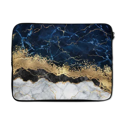 Produktbild von MuchoWow® Laptop Hülle 15 Zoll Marmor - Weiß - Gold - Luxus Laptoptasche - Laptoptasche - Sleeve - Rundum-Schutz