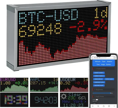 Immagine prodotto di Crypto Ticker digitale Uhr mit Kryptowährungs- und Wettermonitor 64x32px